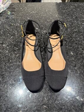 Zara Black Ankle Strap Ballet Flats Coquette Old Money Minimalist Shoes